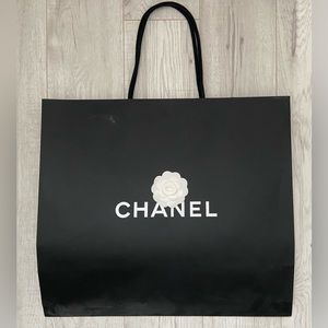 CHANEL 19.5”x17”x9” Paper Empty Shopping Tote Gift Bag with Camellia Flower